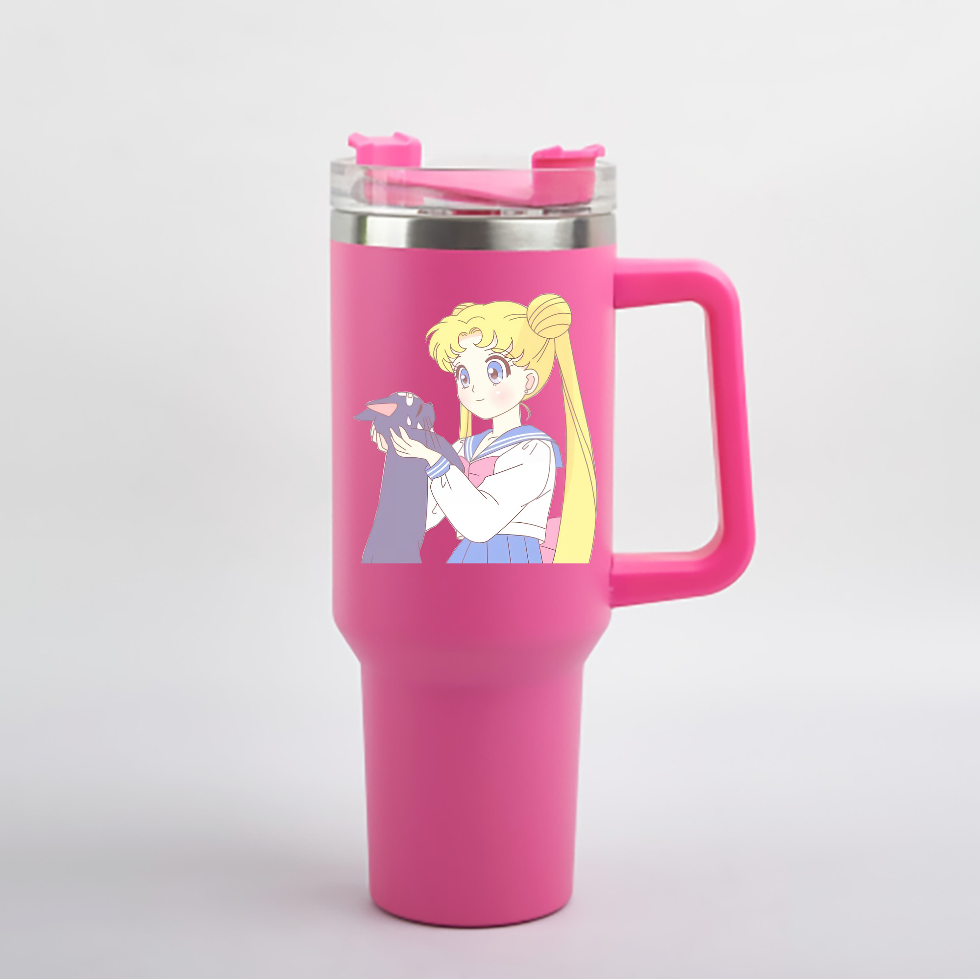 （画像用） 美少女戦士セーラームーン 愛野 美奈子 あいの みなこ Sailor Moon Aino Minako 1200mL車用タンブラー - クリスタルステッカー（プラスチックストロー付き）
